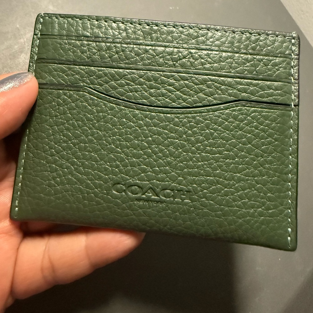 Coach Forest Green Leather Card Wallet